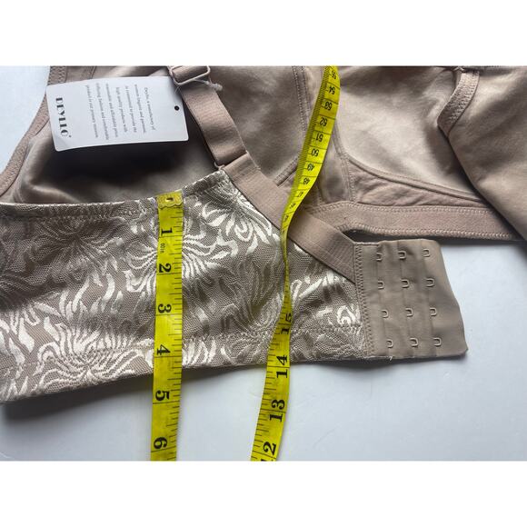 Deyllo Non Padded Wireless Bras Plus Size Full Coverage Minimizer Bra, Taupe 46D - Picture 5 of 8